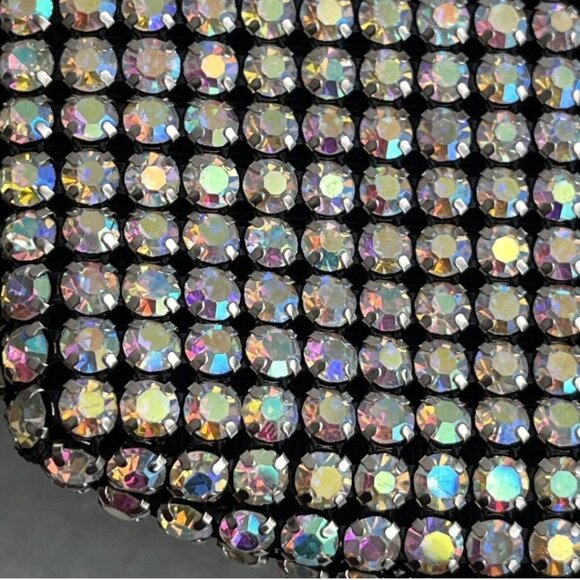 Madison West NWT Aurora Borealis Rhinestone Crystal Dumpling Bag Knot Top Handle - Picture 5 of 7